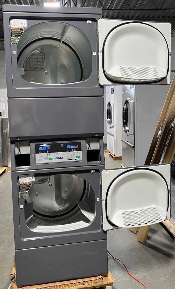 Primus PSGJXAGS114TG01 Commercial Stacked Gas Dryer  120v  7cu Coin Op[Open Box]