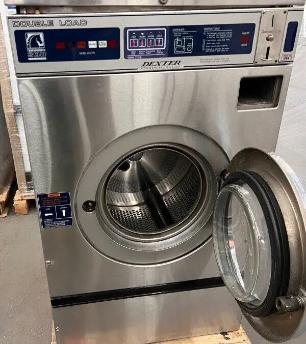 Dexter WCH18AB Double Load Washer SS 20Lb 208-240V 3Ph 60Hz Coin Op [Used] Dexter