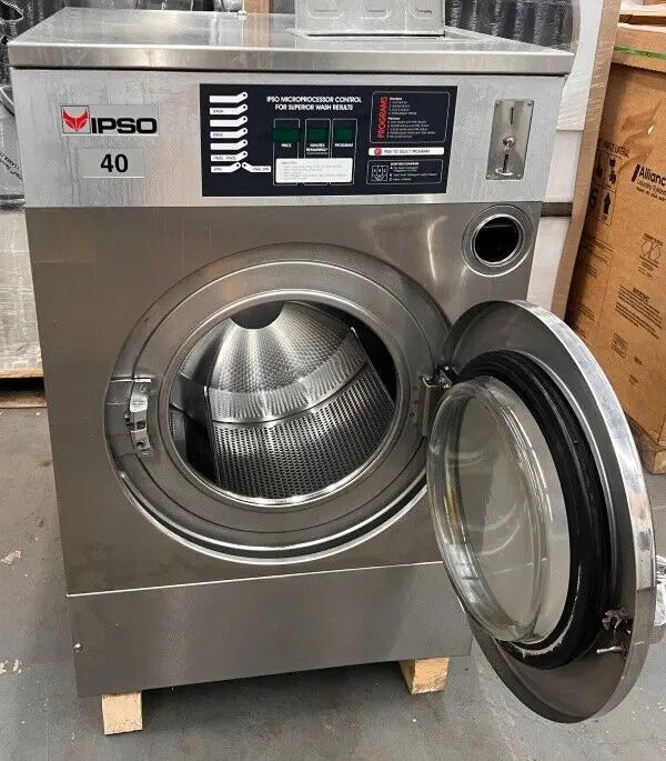 Ipso 40Lb Commercial Front Load Washer 240V 60Hz 3Ph Coin Operated 2000 [Used] IPSO