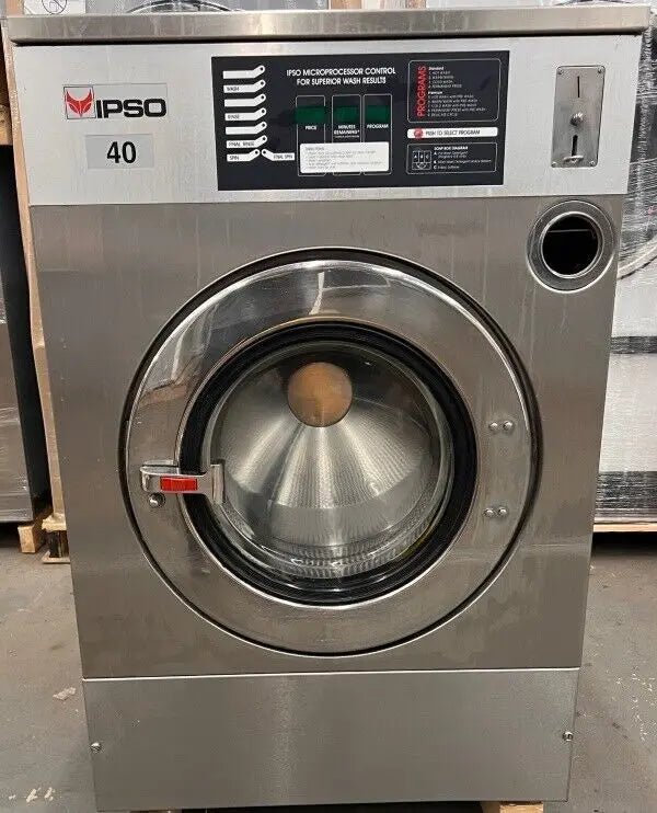 Ipso 40Lb Commercial Front Load Washer 240V 60Hz 3Ph Coin Operated 2000 [Used] IPSO