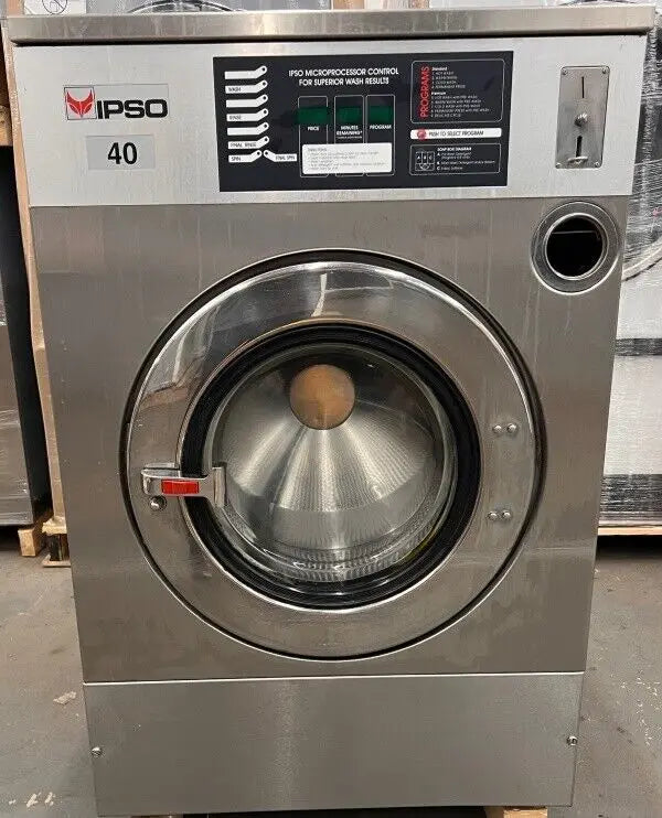 Ipso 40Lb Commercial Front Load Washer 240V 60Hz 3Ph Coin Operated 2000 [Used] - Laundry Machines and Parts