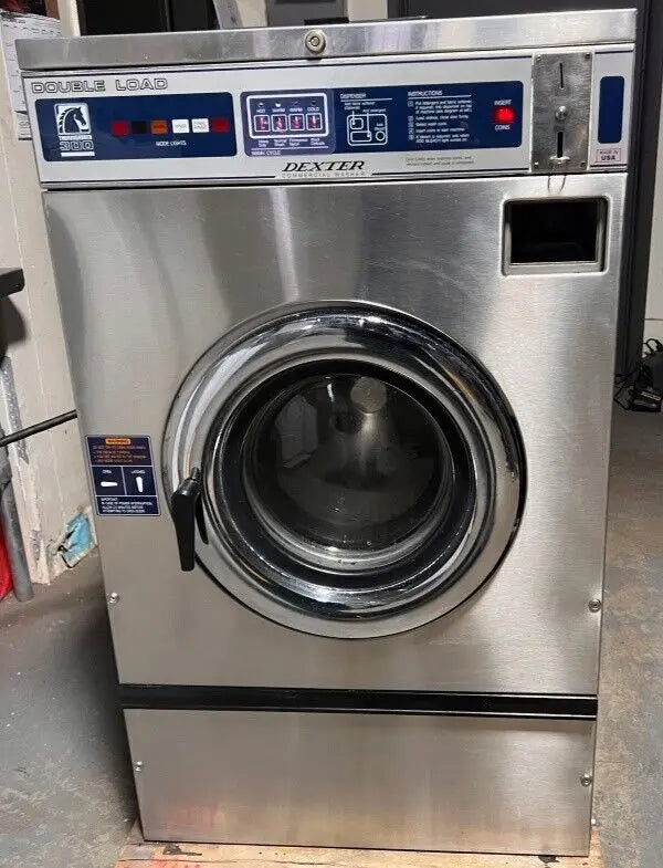 Dexter WCH18AB Double Load Washer SS 20Lb 208-240V 3Ph 60Hz Coin Op [Used] Dexter