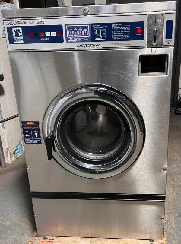 Dexter WCH18AB Double Load Washer SS 20Lb 208-240V 3Ph 60Hz Coin Op [Used] Dexter