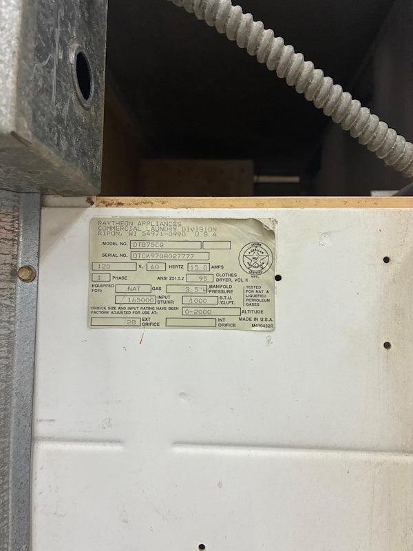 Unimac 75lb DTB75CG Gas Dryer White 120v 60Hz OPL Hotel [Used]