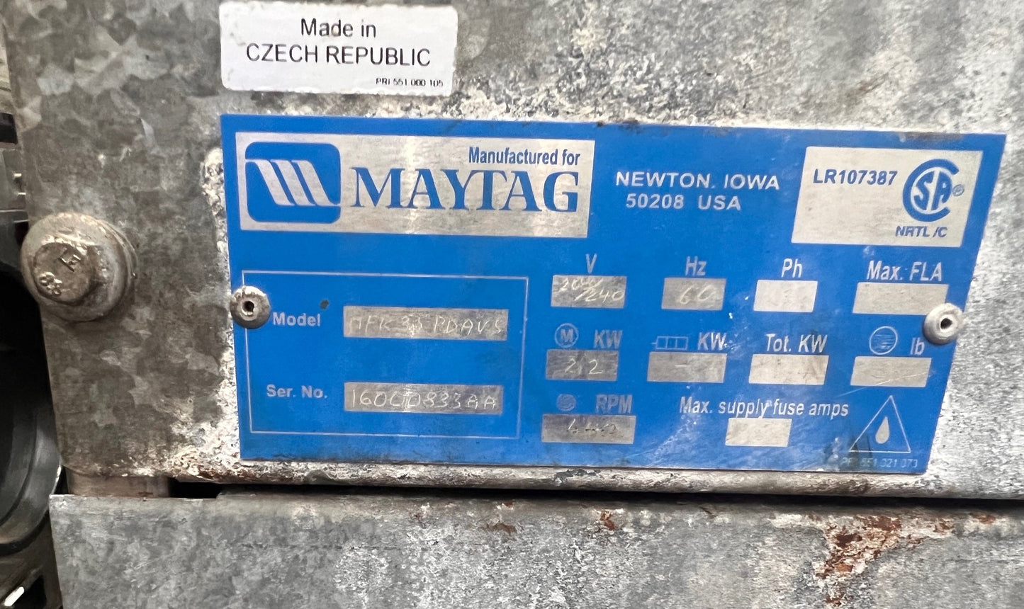 Maytag MFR35PDAVS Front Load Washer SS 35Lb 208-240V 60Hz 3Ph Coin Op [Used]