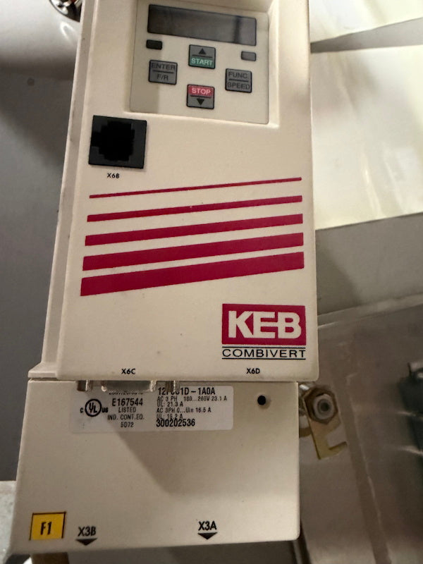 KEB Combivert INVERTER 12F5C1-1A0A AC 3PH 180-260V 23.1A /80Lb Maytag Washer[Used]