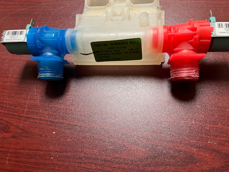 Washer Water Inlet Valve Assembly for Maytag Whirlpool P/N: W10843663 [USED]