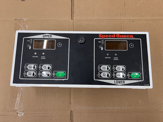 Speed Queen Dryer Service Control Panel, Overlay 511428 & Lock asse[Used]