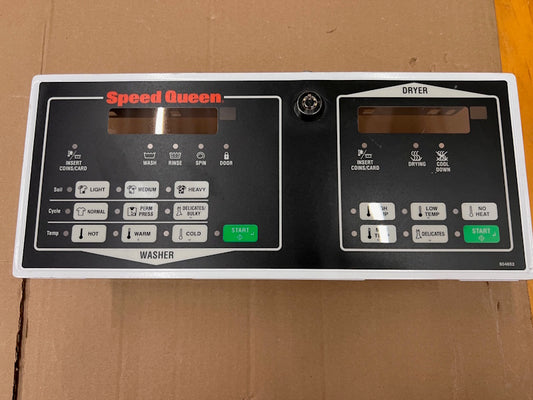 Speed Queen Washer/Dryer Service Control Panel, Overlay 804852 & Lock asse[Used]