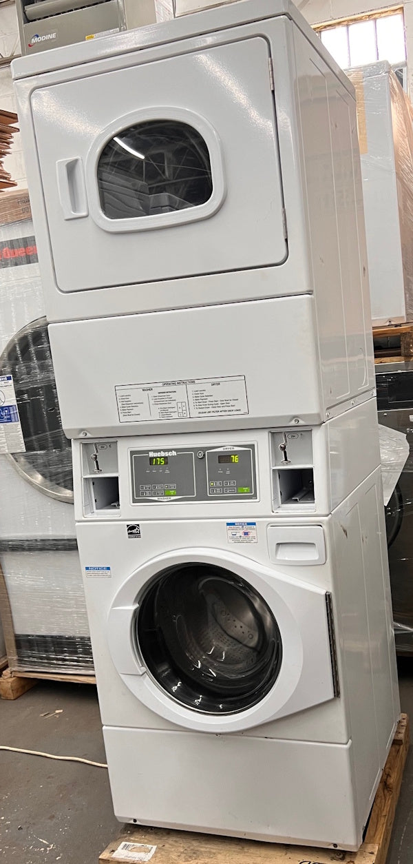 Huebsch HTGBCASP113TW01 Commercial Stack Washer / Gas Dryer 120v Coin Op[Used]