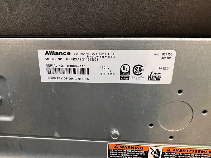 Huebsch HFNKXASG113CN01 Commercial Front Load Washer 120V 60Hz OPL 2015 [Used]