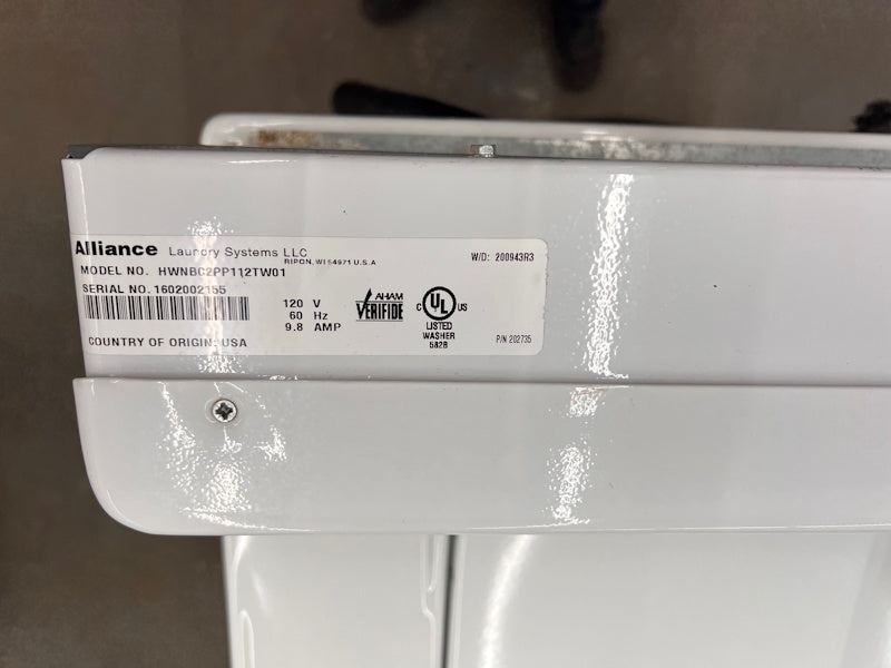 Huebsch HWNBC2PP112TW01 Commercial Top Load Washer 120V 60Hz Coin Op 2016 [Used]