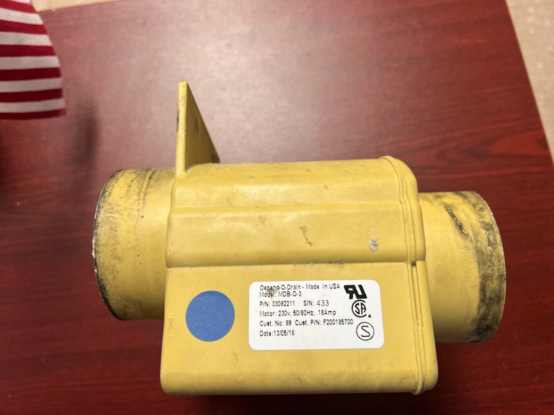 SQ Unimat Washer Drain Valve 230V 60/50Hz, 3" P/N : 33082211 F200165700 [Used]