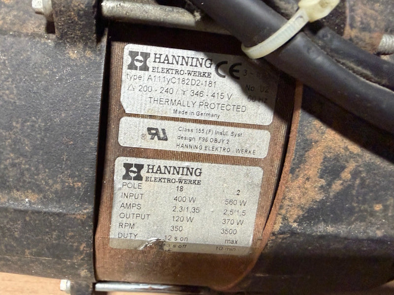 Ipso Washer Motor HANNING 208-240/60/3 WE-73C 18Lb 227/00106/00[Used]