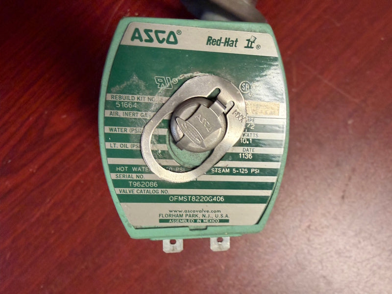 ASCO OFMST8220G406 1/2 Inch Normally Closed, Steam Valve, 5-125 PSI, 120V[Used]