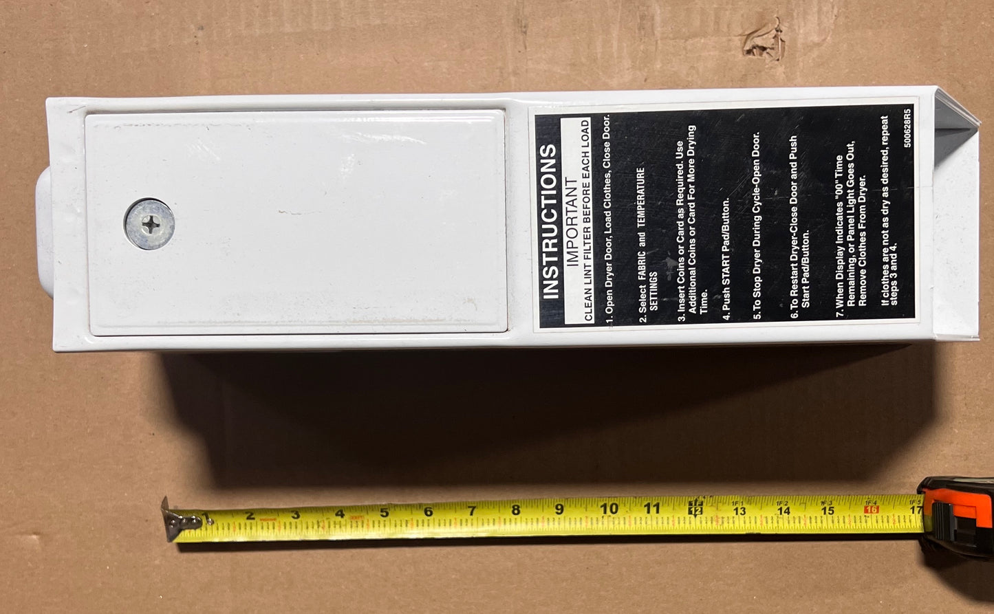 Speed Queen Dryer/Washer Coin Box Meter Case Housing Coin Slide White. P/N: 807398W [Used]
