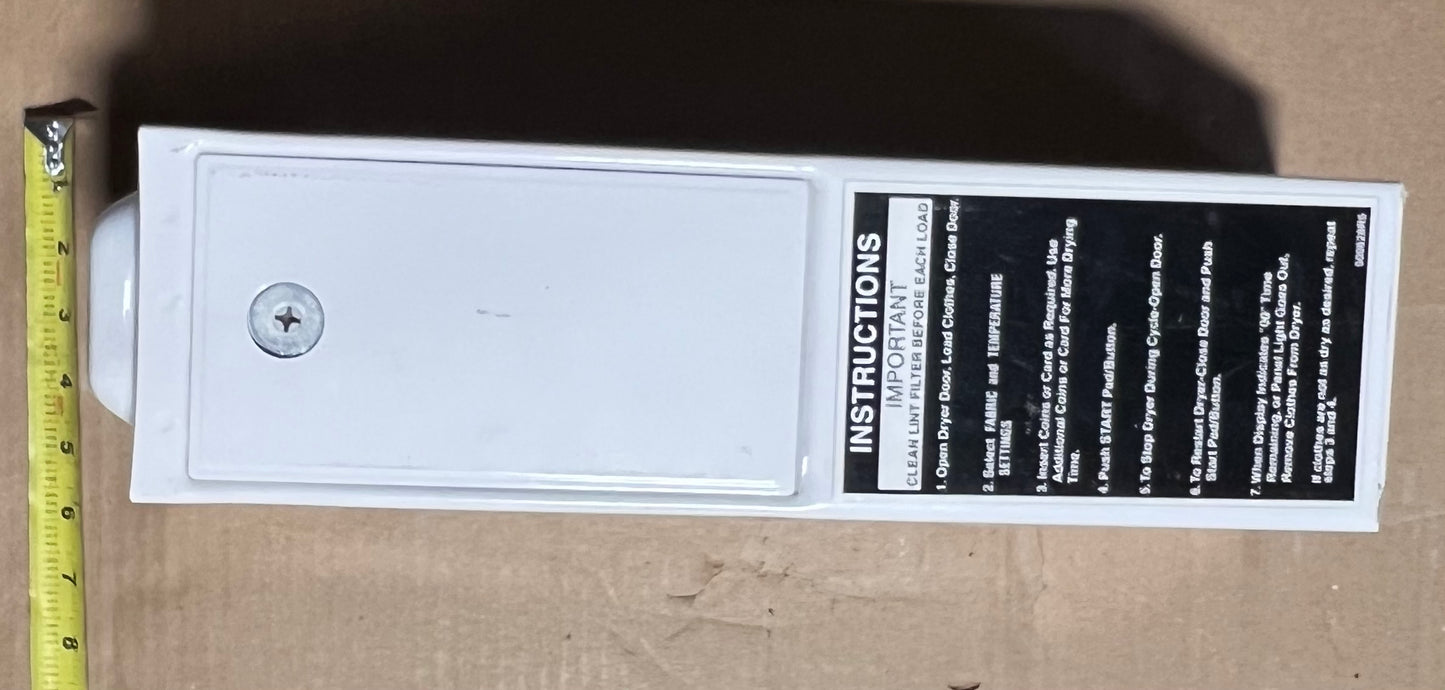 Speed Queen Dryer/Washer Coin Box Meter Case Housing Coin Slide White. P/N: 807398W [Used]