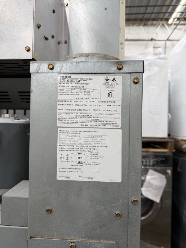 Huebsch 30Lb Stack Dryer HTT30N Gas 120V 60Hz White Coin Operated [Used]
