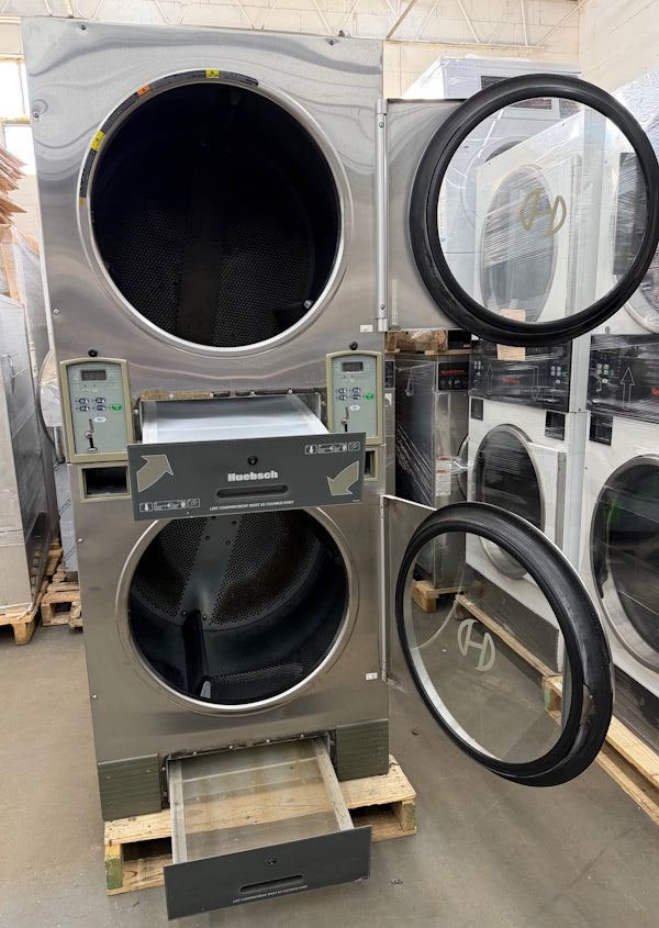 Huebsch 30Lb Stack Dryer HTT30N Gas 120V 60Hz Stainless Steel Coin Op[Used]