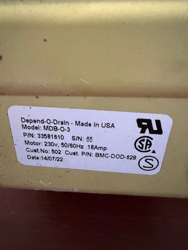 Unimac Washer Drain Valve  F200166402 3" Drain Valve 220v w/ Overflow 33581610 [Used]