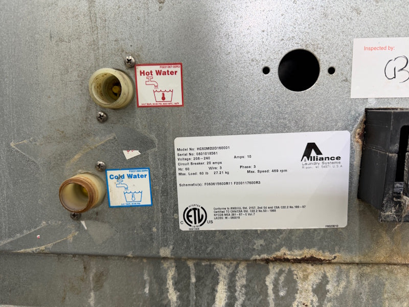 Huebsch HC60MD2 Front Load Washer 60Lb 208-240V 60Hz 3Ph Coin Op 2008 [Used]