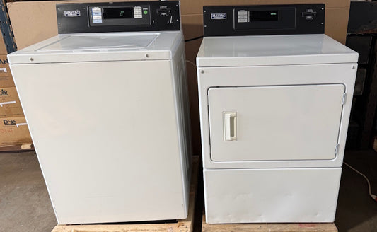 Maytag Set Commercial Washer and Gas Dryer MAT20PRA MDG20PRA 120v 60Hz[Used]