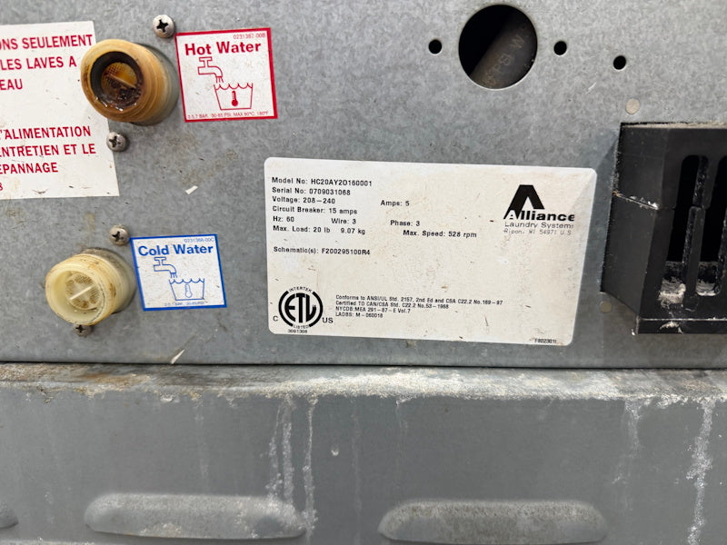 Huebsch HC20A Front Load Washer 20Lb 208-240V 60Hz 3Ph Coin Op 2007 [Used]