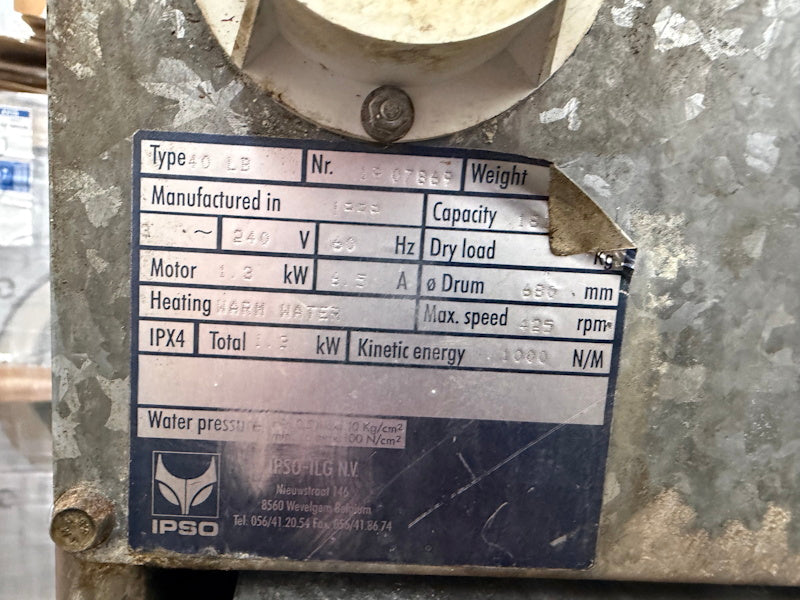 Ipso WE181C 40Lb Commercial Front Load Washer 240V 60Hz 3Ph OPL 1999 [Used]