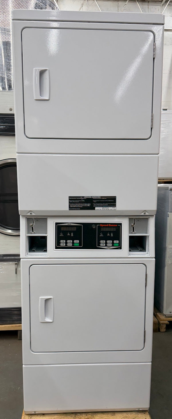SQ SSENCAGW173TW01 White Stack Electric Dryer 7.4cu ft. Coin Op[Open Box]