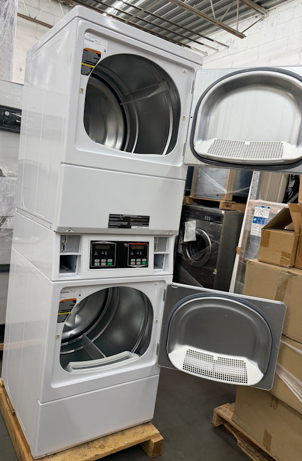 SQ SSENCAGW173TW01 White Stack Electric Dryer 7.4cu ft. Coin Op[Open Box]
