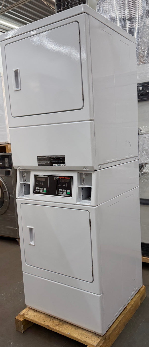SQ SSENCAGW173TW01 White Stack Electric Dryer 7.4cu ft. Coin Op[Open Box]