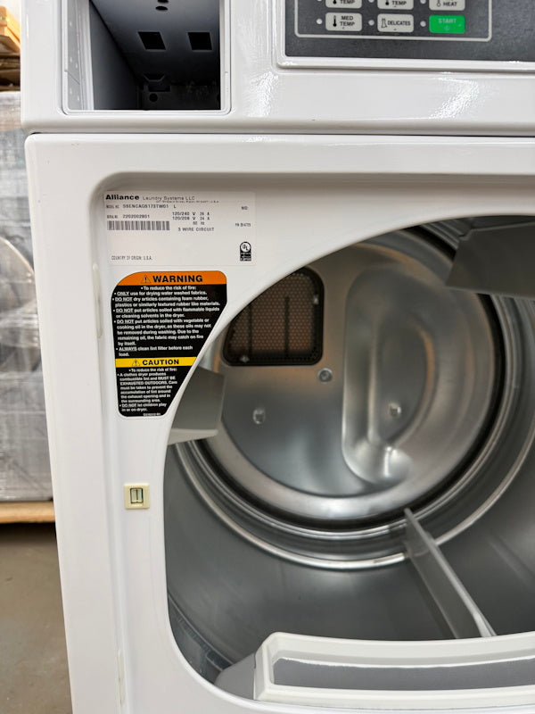 SQ SSENCAGW173TW01 White Stack Electric Dryer 7.4cu ft. Coin Op[Open Box]