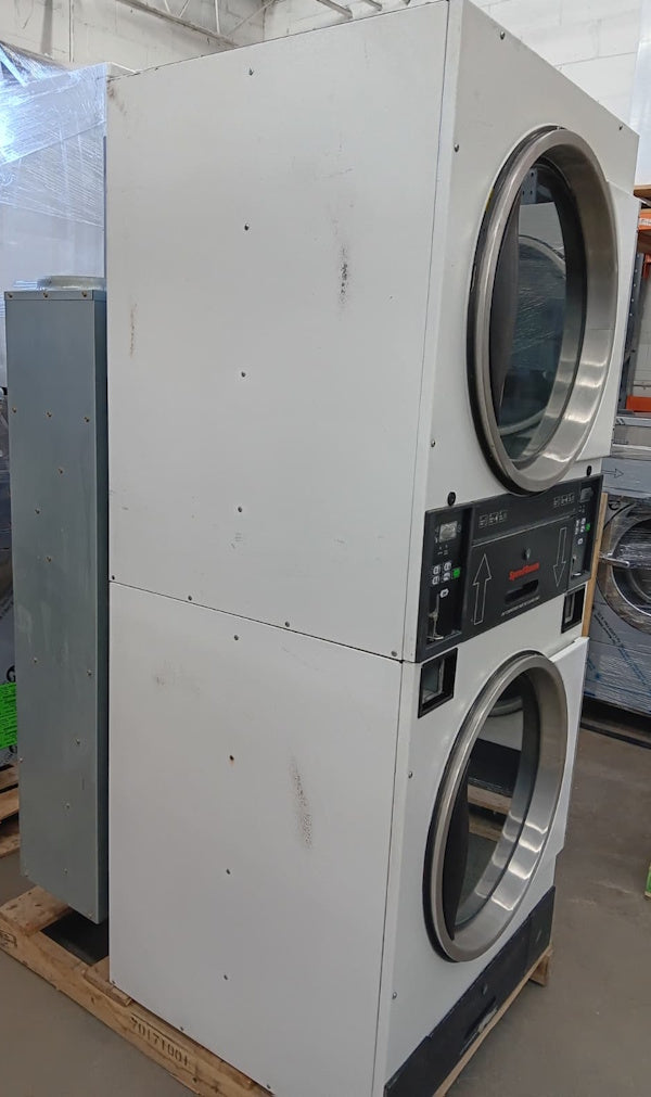 Speed Queen 30Lb Stack Gas Dryer STT30N 120V 60Hz 1Ph White Coin Operated [Used]