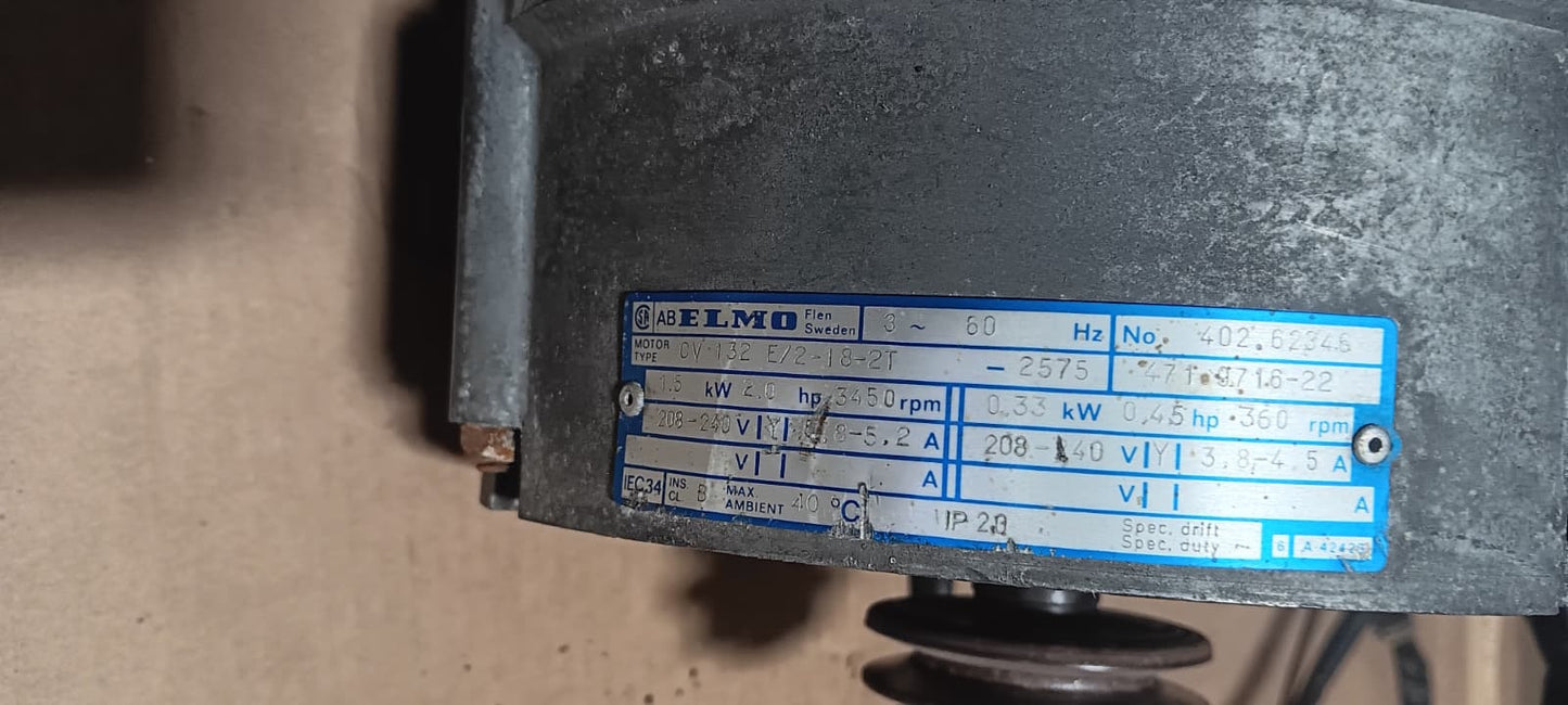 Wascomat w184 Washer Motor 3Ph 208-240V CV 132 E/2-18-2T 471971622 [Used]