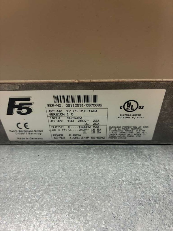 KEB Combivert INVERTER 12F5C1-1A0A AC 3PH 180-260V 23.1A /80Lb Maytag Washer[Used]