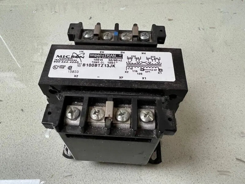 Micron Control Transformer Impervitran B100BTZ13JK 100VA 240