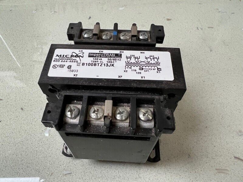 Micron Control Transformer Impervitran B100BTZ13JK 100VA 240-480/120V [Used]